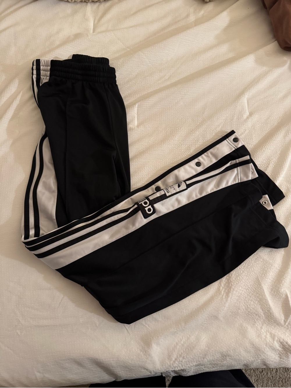 Adidas adult Black Track Pants with White Side Stripes